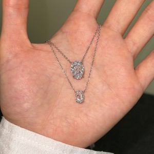 S925 8A Oval Ice-cut Zirconia Necklace 80200313