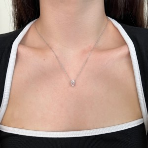 S925 8A Oval Ice-cut Zirconia Necklace 80200313