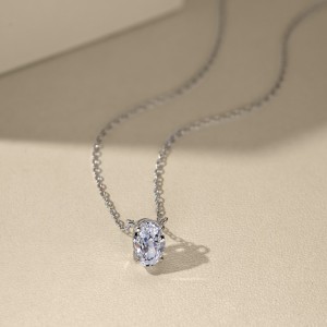 S925 8A Oval Ice-cut Zirconia Necklace 80200313