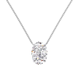 S925 8A Oval Ice-cut Zirconia Necklace 80200313