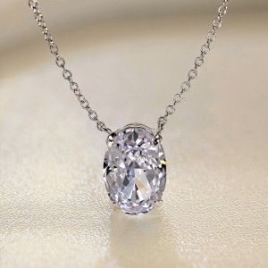 S925 8A Oval Ice-cut Zirconia Necklace 80200313