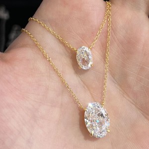 S925 8A Oval Ice-cut Zirconia Necklace 80200313