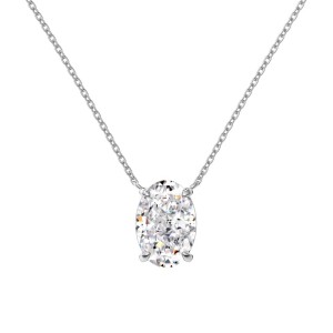 S925 8A Oval Ice-cut Zirconia Necklace 80200313