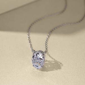 S925 8A Oval Ice-cut Zirconia Necklace 80200313
