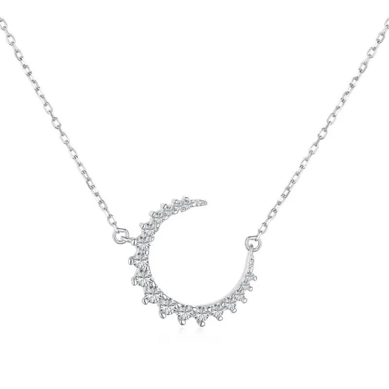 925 Sterling Silver Zirconia Moon Necklace 80200314