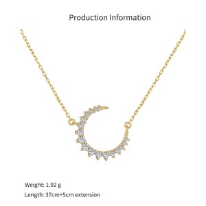 925 Sterling Silver Zirconia Moon Necklace 80200314
