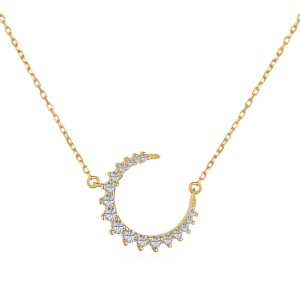 925 Sterling Silver Zirconia Moon Necklace 80200314