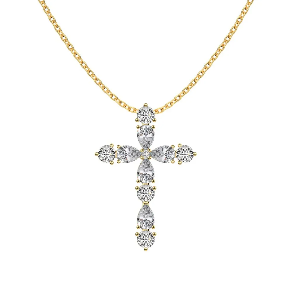 925 Sterling Silver Zirconia Cross Necklace 80200316