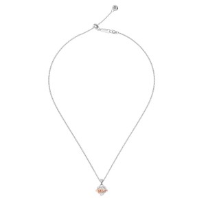 925 Sterling Silver Zirconia Heart Bow Necklace 80200318