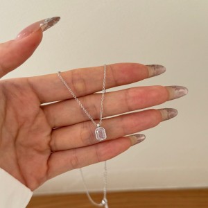 S925 5A Rectangle Zirconia Necklace 80200320