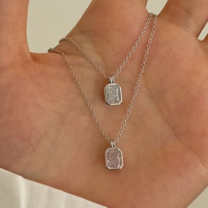 S925 5A Rectangle Zirconia Necklace 80200320
