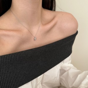 S925 5A Rectangle Zirconia Necklace 80200320
