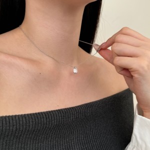 S925 5A Rectangle Zirconia Necklace 80200320