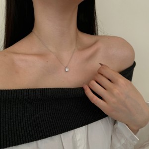 S925 5A Rectangle Zirconia Necklace 80200320