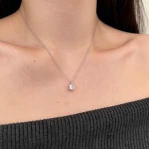 S925 5A Rectangle Zirconia Necklace 80200320