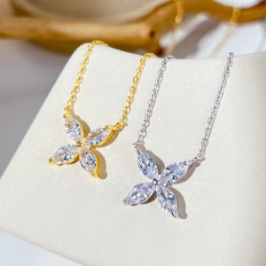 S925 Marquise Zirconia Flower Necklace 80200321