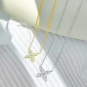 S925 Marquise Zirconia Flower Necklace 80200321