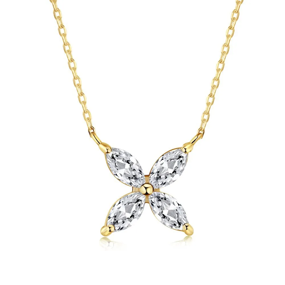 S925 Marquise Zirconia Flower Necklace 80200321