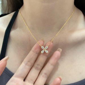 S925 Marquise Zirconia Flower Necklace 80200321