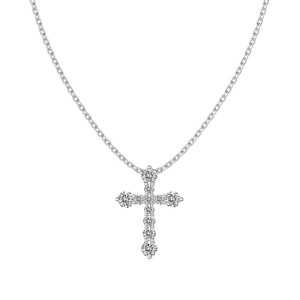 925 Sterling Silver Zirconia Cross Pendant Necklace 80200322