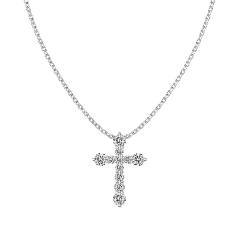 925 Sterling Silver Zirconia Cross Pendant Necklace 80200322
