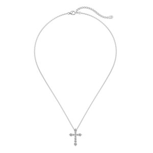 925 Sterling Silver Zirconia Cross Pendant Necklace 80200322