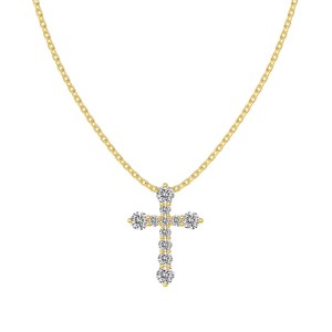 925 Sterling Silver Zirconia Cross Pendant Necklace 80200322