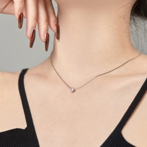 S925 Round Zirconia Bamboo Chain Necklace 80200327