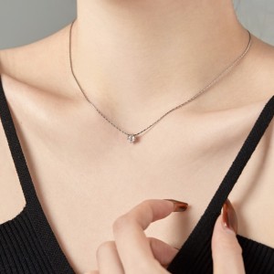 S925 Round Zirconia Bamboo Chain Necklace 80200327