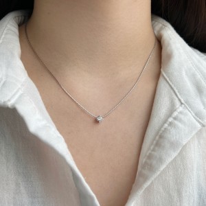 S925 Round Zirconia Bamboo Chain Necklace 80200327
