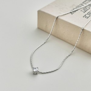 S925 Round Zirconia Bamboo Chain Necklace 80200327
