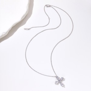 S925 Unique Zirconia Cross Pendant Necklace 80200328