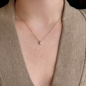 925 Sterling Silver 5A Oval Zirconia Necklace 80200330