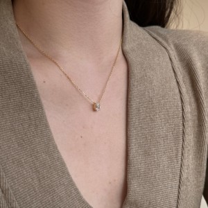 925 Sterling Silver 5A Oval Zirconia Necklace 80200330