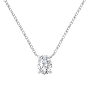 925 Sterling Silver 5A Oval Zirconia Necklace 80200330