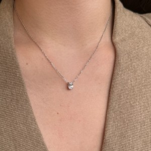 925 Sterling Silver 5A Oval Zirconia Necklace 80200330