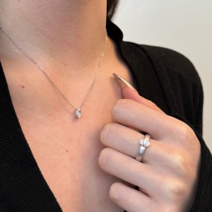 925 Sterling Silver 5A Oval Zirconia Necklace 80200330