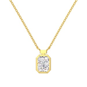 925 Sterling Silver 8A Rectangle Zirconia Necklace 80200332