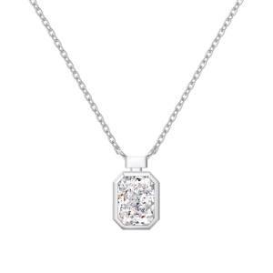 925 Sterling Silver 8A Rectangle Zirconia Necklace 80200332