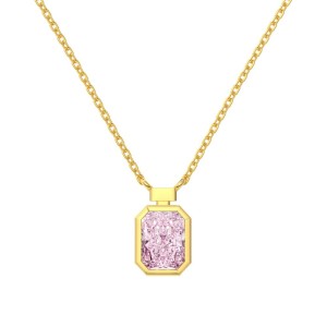 925 Sterling Silver 8A Rectangle Zirconia Necklace 80200332