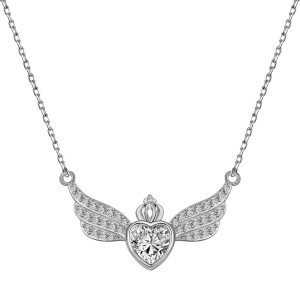 S925 Love Wings Heart Zirconia Necklace 80200334
