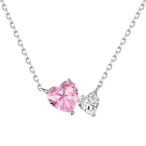 S925 Double Heart Zirconia Necklace 80200335