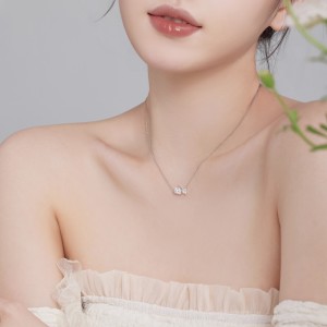 S925 Double Heart Zirconia Necklace 80200335