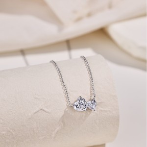 S925 Double Heart Zirconia Necklace 80200335