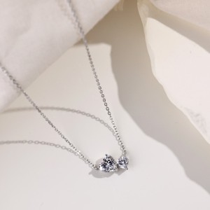 S925 Double Heart Zirconia Necklace 80200335
