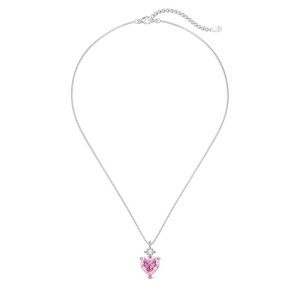 925 Sterling Silver Pink Zirconia Heart Necklace 80200336
