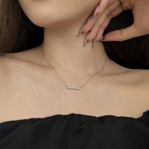 S925 5A Trapezoidal Zircon Necklace 80200337
