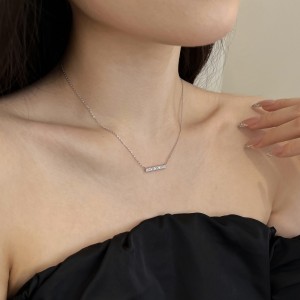 S925 5A Trapezoidal Zircon Necklace 80200337