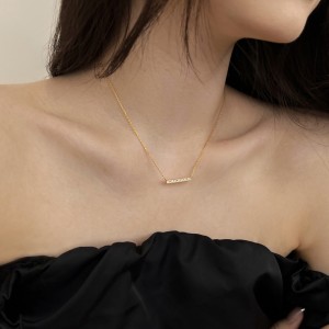 S925 5A Trapezoidal Zircon Necklace 80200337