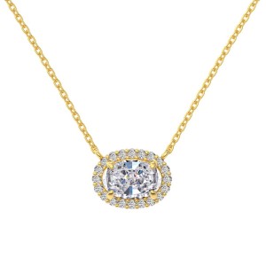 S925 5A Oval Zirconia Pendant Necklace 80200340